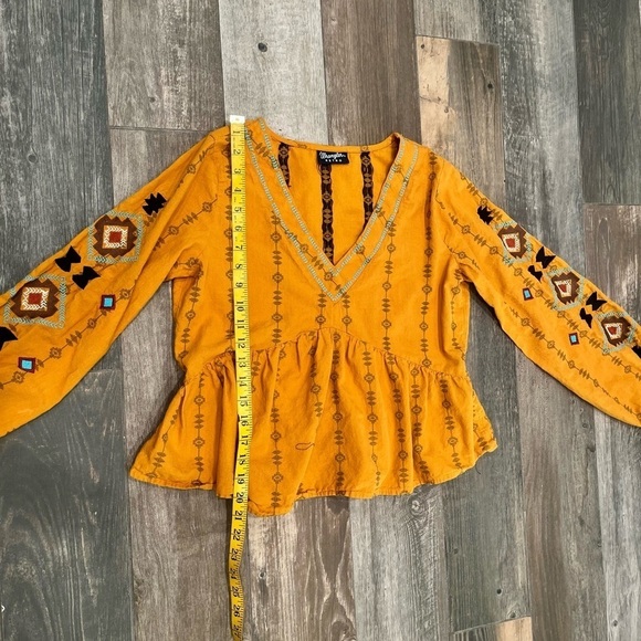 Wrangler Retro Embordiery Southwestern Boho Hippie Baby Doll Blouse Small - Picture 9 of 13
